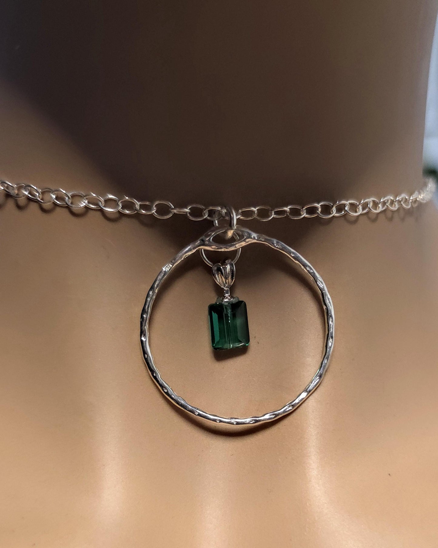 Sterling Silver Day Collar with Austrian Crystal Choker Necklace - Locking Option - Partner Jewelry