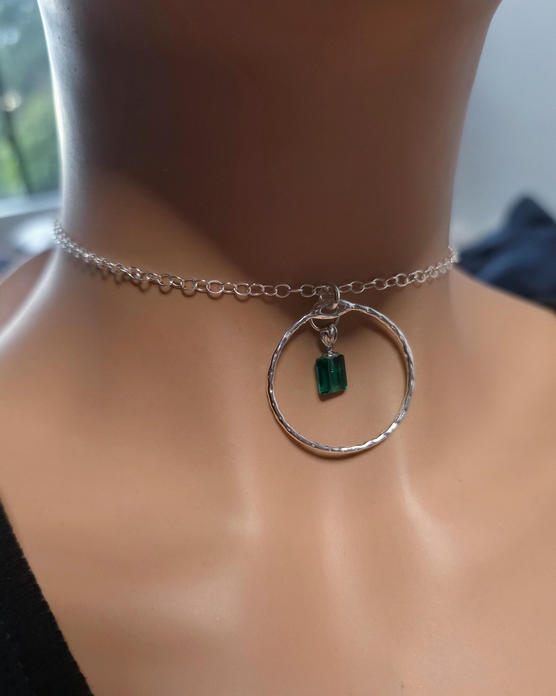 Sterling Silver Day Collar with Austrian Crystal Choker Necklace - Locking Option - Partner Jewelry