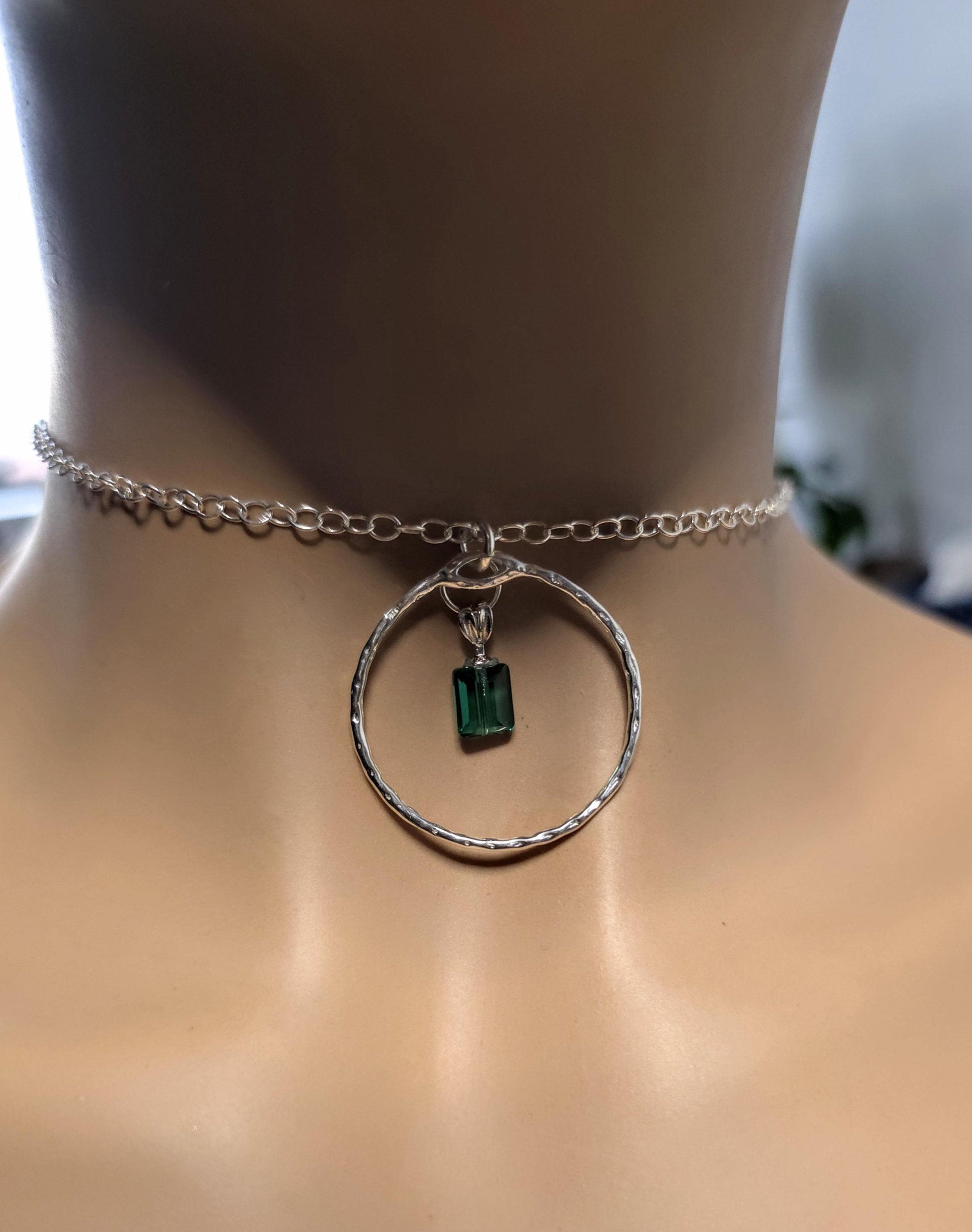 Sterling Silver Day Collar with Austrian Crystal Choker Necklace - Locking Option - Partner Jewelry