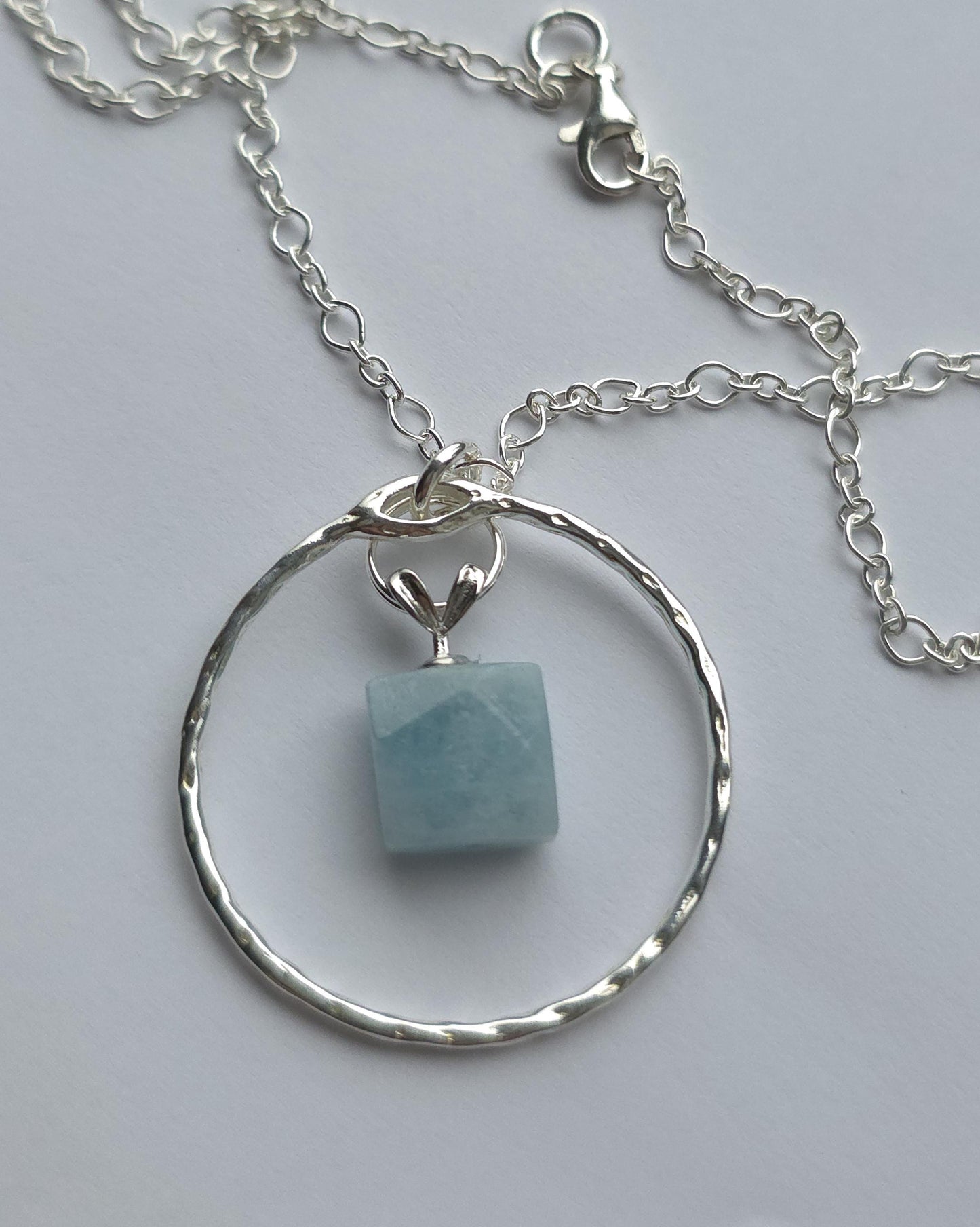 Sterling Silver Day Collar with Aquamarine Choker Necklace - Locking Option - Partner Jewelry