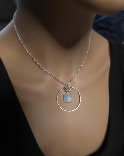 Sterling Silver Day Collar with Aquamarine Choker Necklace - Locking Option - Partner Jewelry