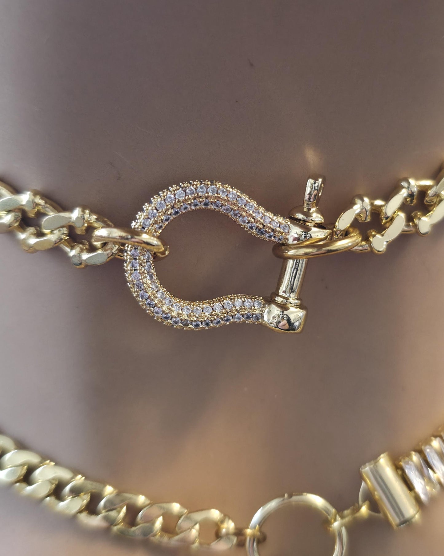 Gold Layered Necklace Set, North Star Pendant Necklace, Maximalist Chain Stack, Crystal Baguette