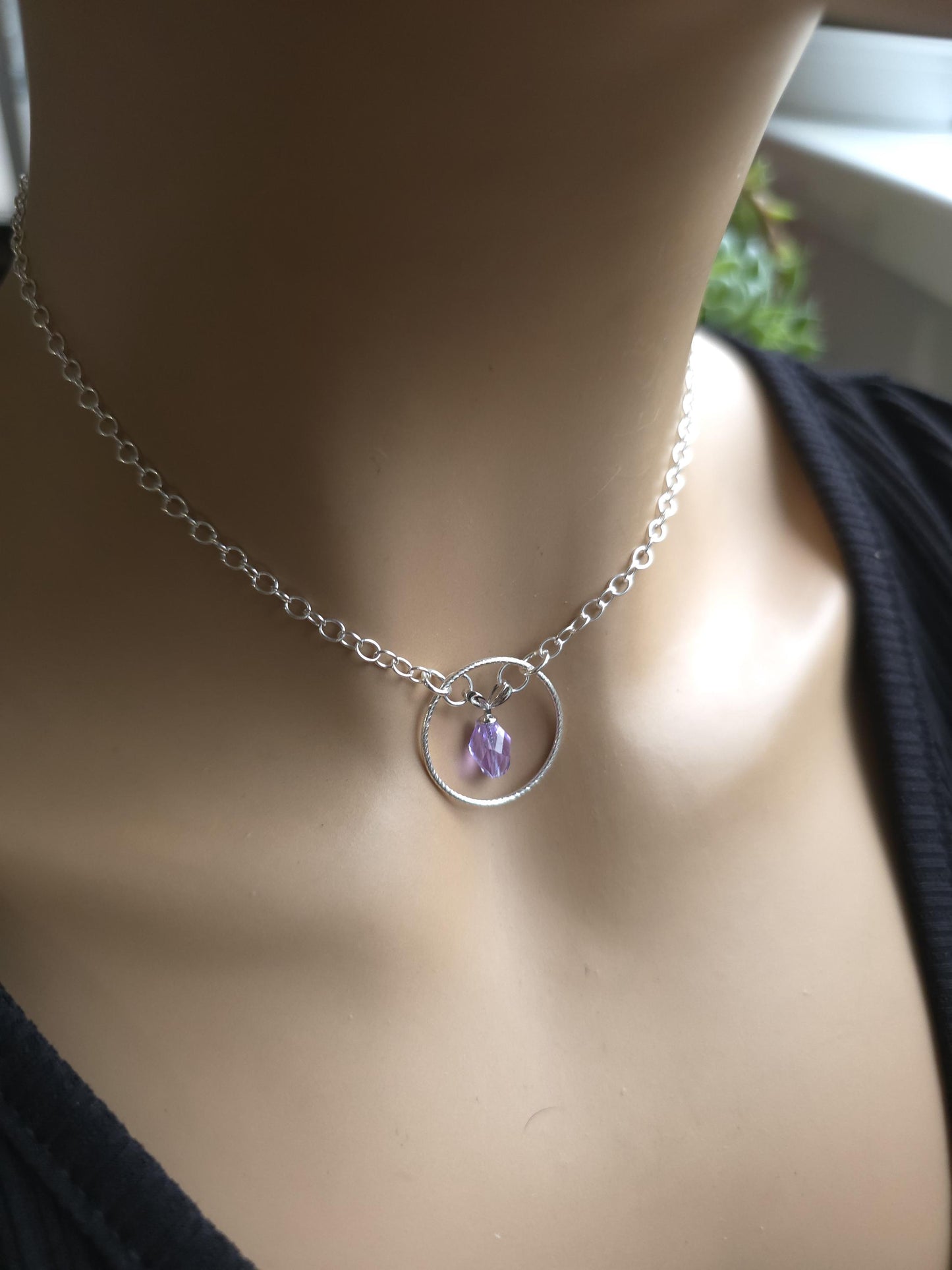 925 Solid Sterling Silver Day Collar Choker Necklace - Locking Option - Intimate Partner Jewelry