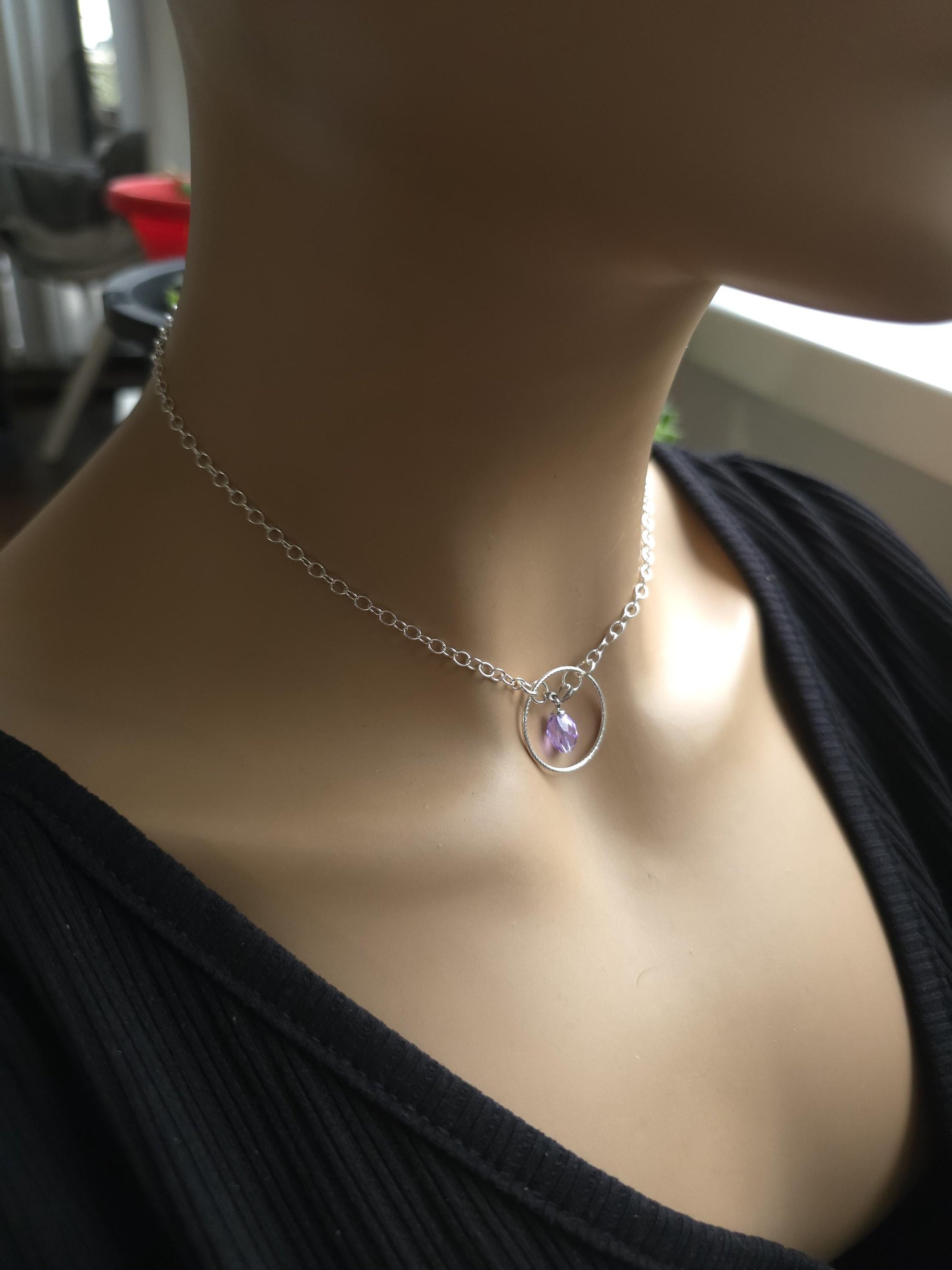 925 Solid Sterling Silver Day Collar Choker Necklace - Locking Option - Intimate Partner Jewelry