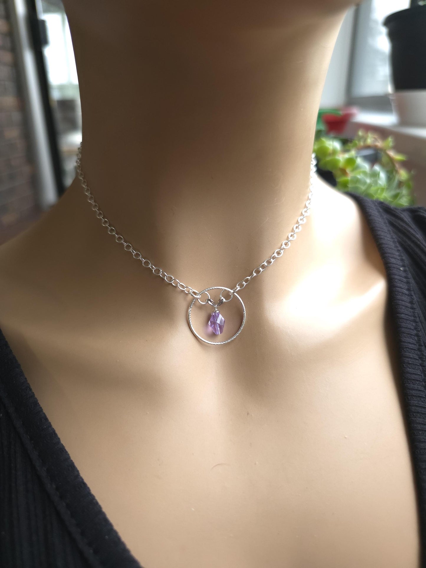 925 Solid Sterling Silver Day Collar Choker Necklace - Locking Option - Intimate Partner Jewelry