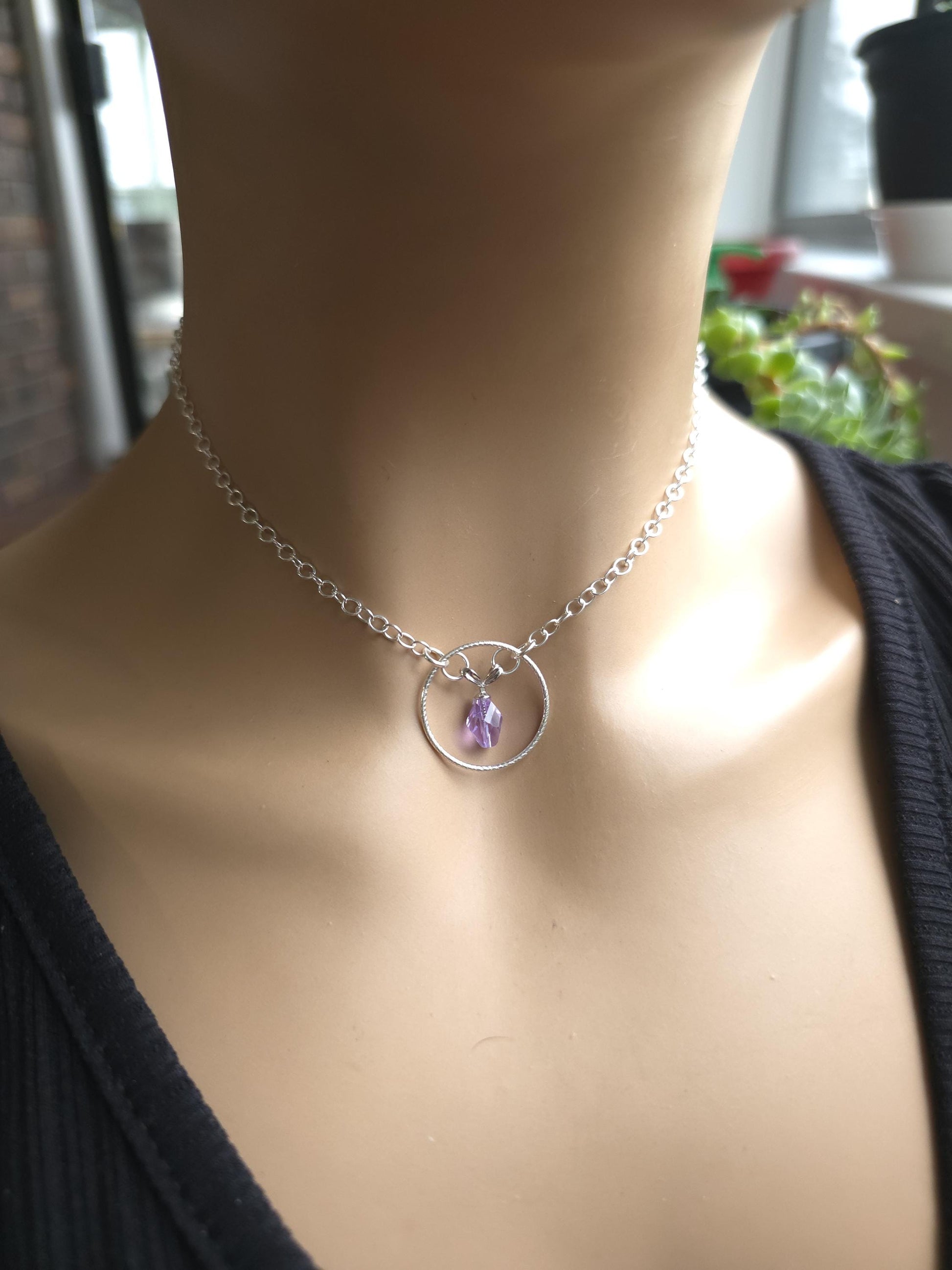 925 Solid Sterling Silver Day Collar Choker Necklace - Locking Option - Intimate Partner Jewelry