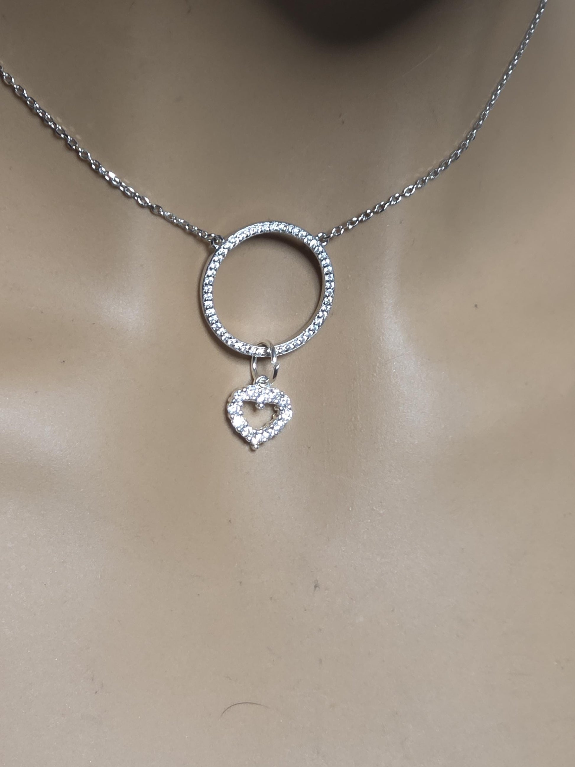 925 Solid Sterling Silver Cubic Zirconia Day Collar Choker Necklace - Locking Option - Intimate Partner Jewelry