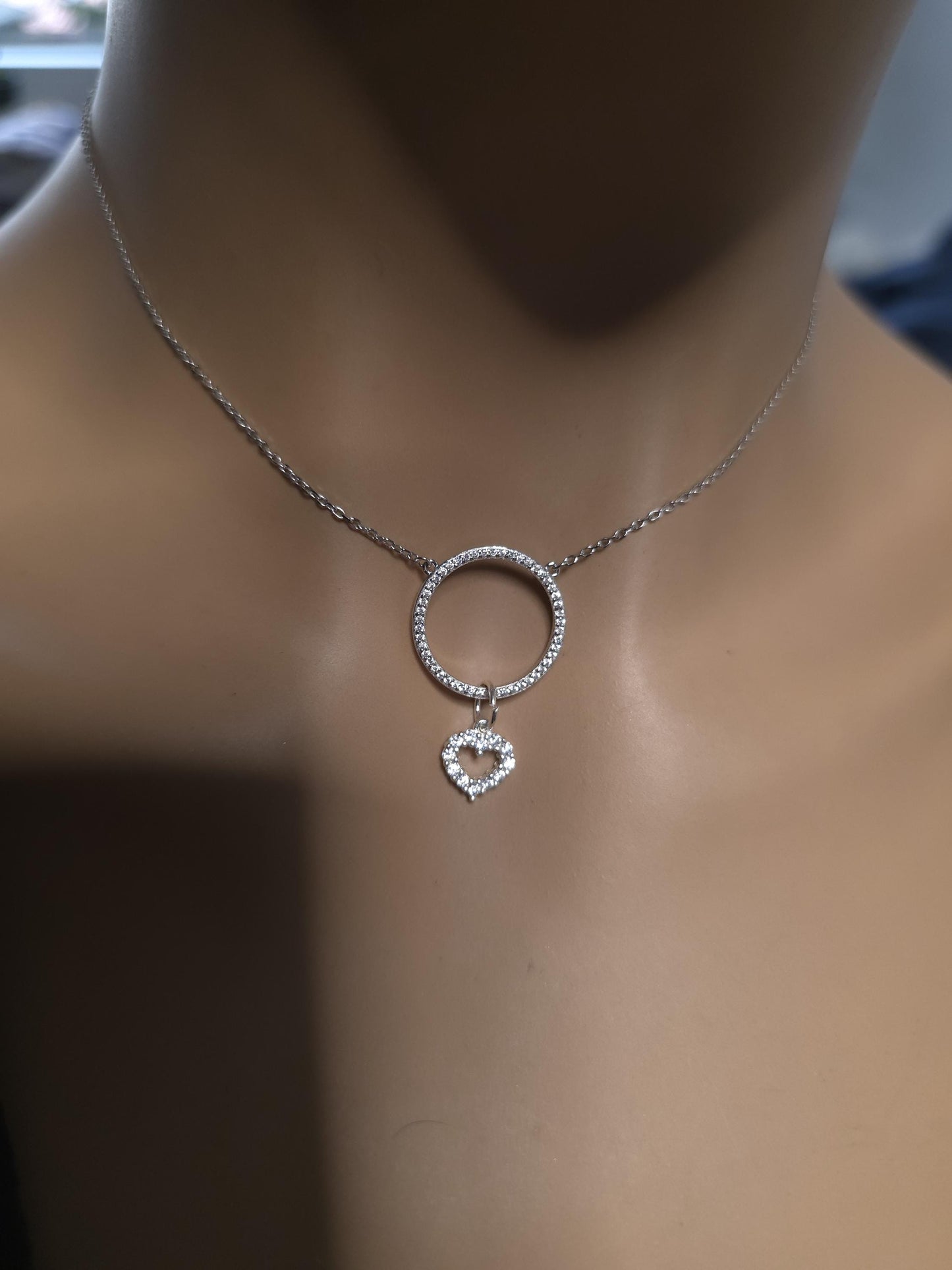 925 Solid Sterling Silver Cubic Zirconia Day Collar Choker Necklace - Locking Option - Intimate Partner Jewelry