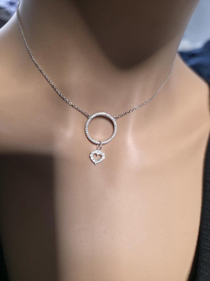 925 Solid Sterling Silver Cubic Zirconia Day Collar Choker Necklace - Locking Option - Intimate Partner Jewelry