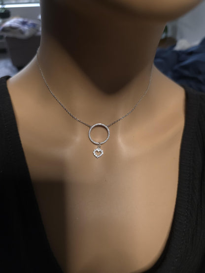 925 Solid Sterling Silver Cubic Zirconia Day Collar Choker Necklace - Locking Option - Intimate Partner Jewelry