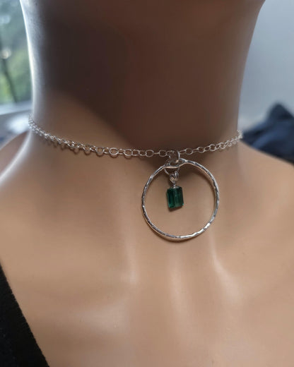 Sterling Silver Day Collar with Austrian Crystal Choker Necklace - Locking Option - Partner Jewelry