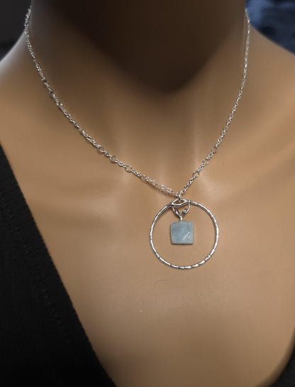 Sterling Silver Day Collar with Aquamarine Choker Necklace - Locking Option - Partner Jewelry