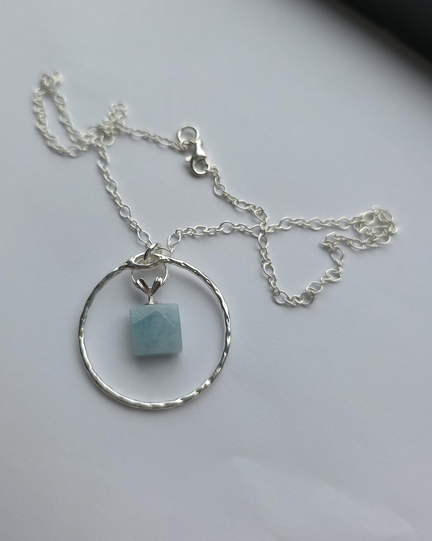 Sterling Silver Day Collar with Aquamarine Choker Necklace - Locking Option - Partner Jewelry