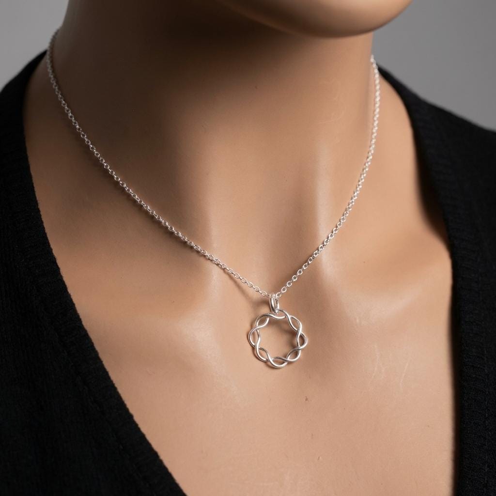 Sterling Silver Day Collar Choker Necklace Braided O Ring - Locking Option - Luxury Elegant Partner Jewelry