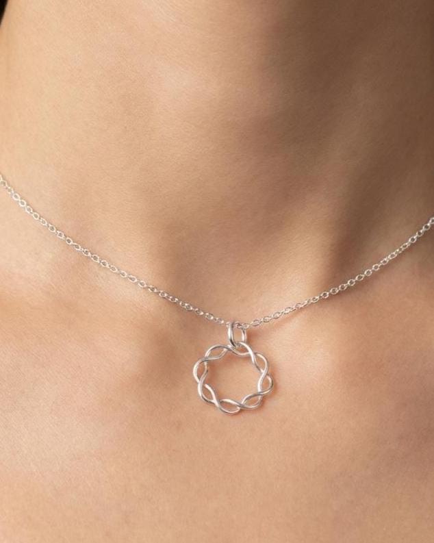 Sterling Silver Day Collar Choker Necklace Braided O Ring - Locking Option - Luxury Elegant Partner Jewelry