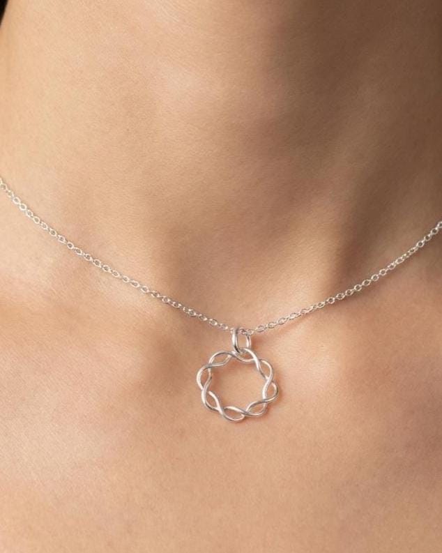 Sterling Silver Day Collar Choker Necklace Braided O Ring - Locking Option - Luxury Elegant Partner Jewelry