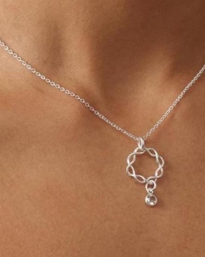 Sterling Silver Day Collar with Braided O Ring and Crystal Gem on Minimalist Dainty Chain