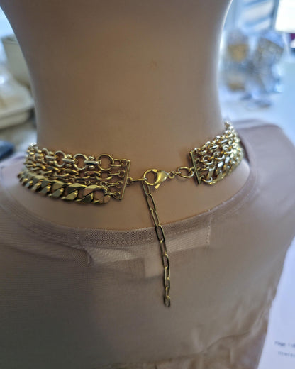 The Nefertiti Gold Maximalist Stack Necklace - Layered Queen Energy Goddess Statement Jewelry, Egyptian Medallion Pendant