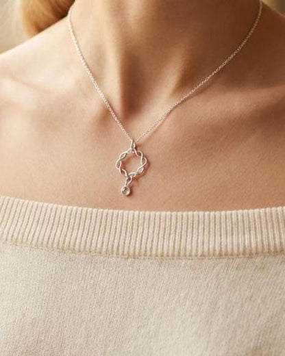 Sterling Silver Day Collar with Braided O Ring and Crystal Gem on Minimalist Dainty Chain