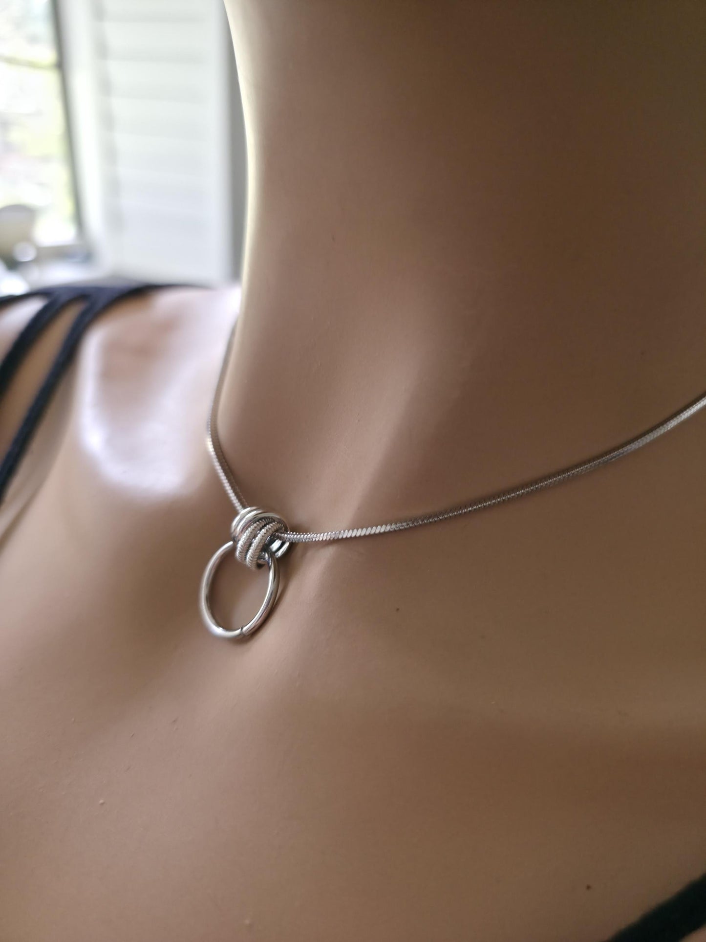 Minimalist Steel Dainty 24/7 Day Collar Snake Chain Necklace, Permanent Locking Options | Couples Devotion jewelry