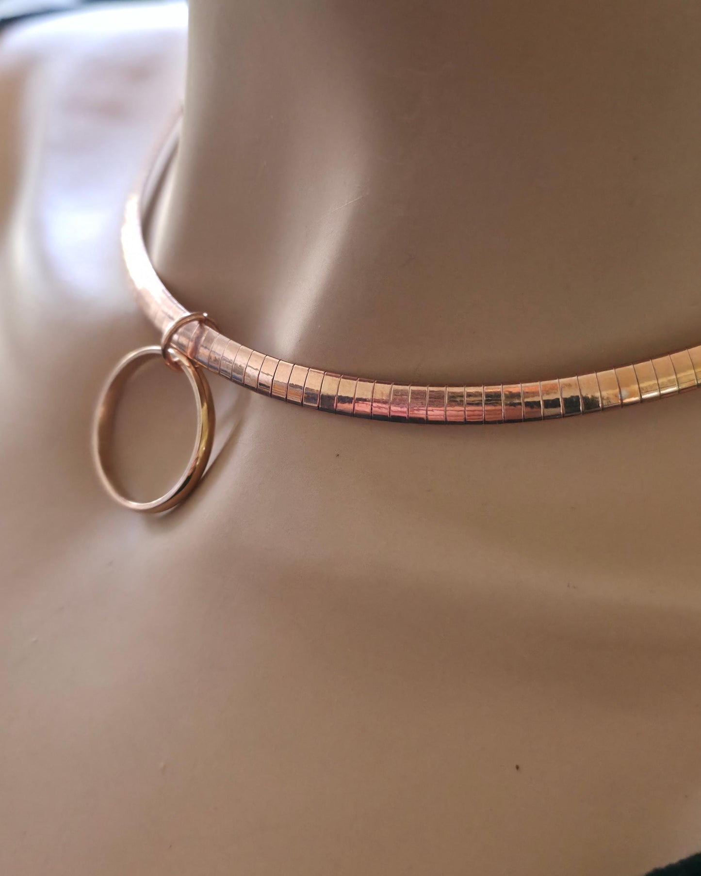 Rose Gold Day Collar Necklace O Ring with Permanent Locking Options | Partner Couples Jewelry