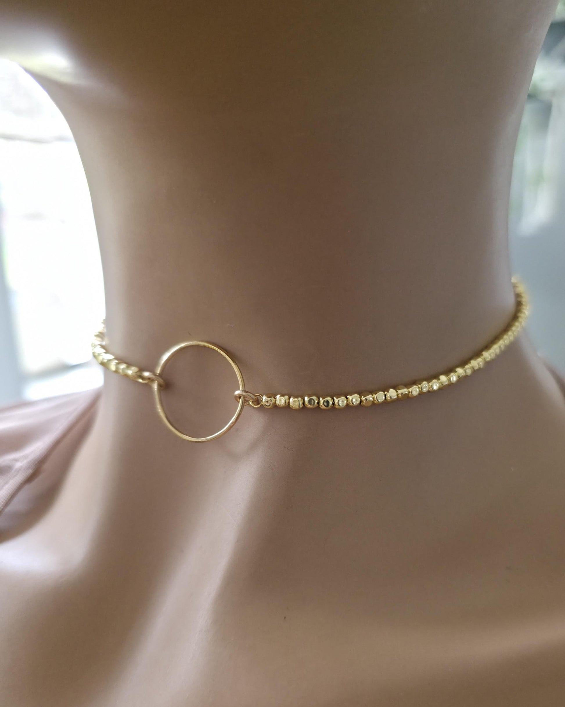 Gold Filled Day Collar — Faceted Bead Chain with O-Ring Centre | 15"–17" Adjustable