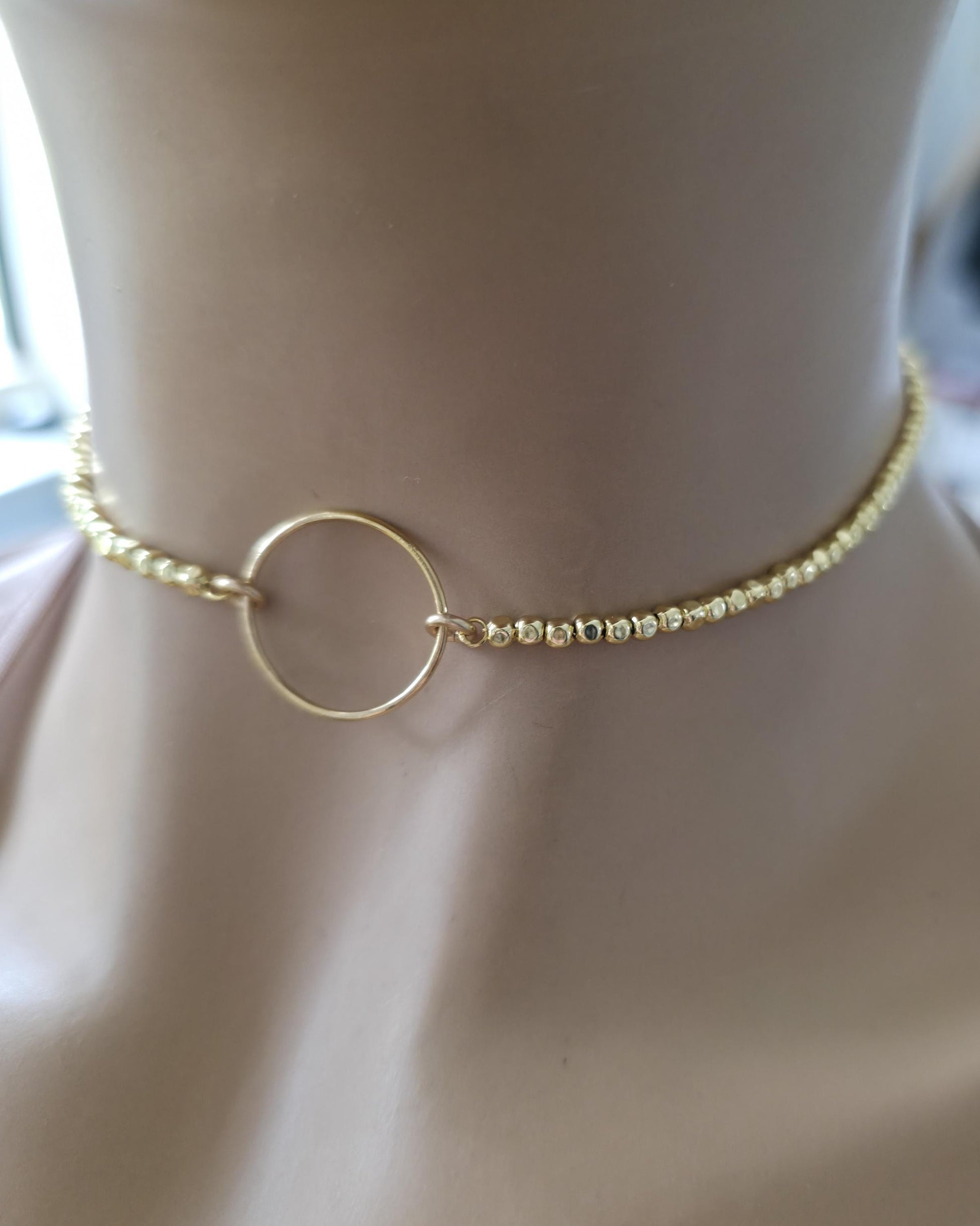 Gold Filled Day Collar — Faceted Bead Chain with O-Ring Centre | 15"–17" Adjustable
