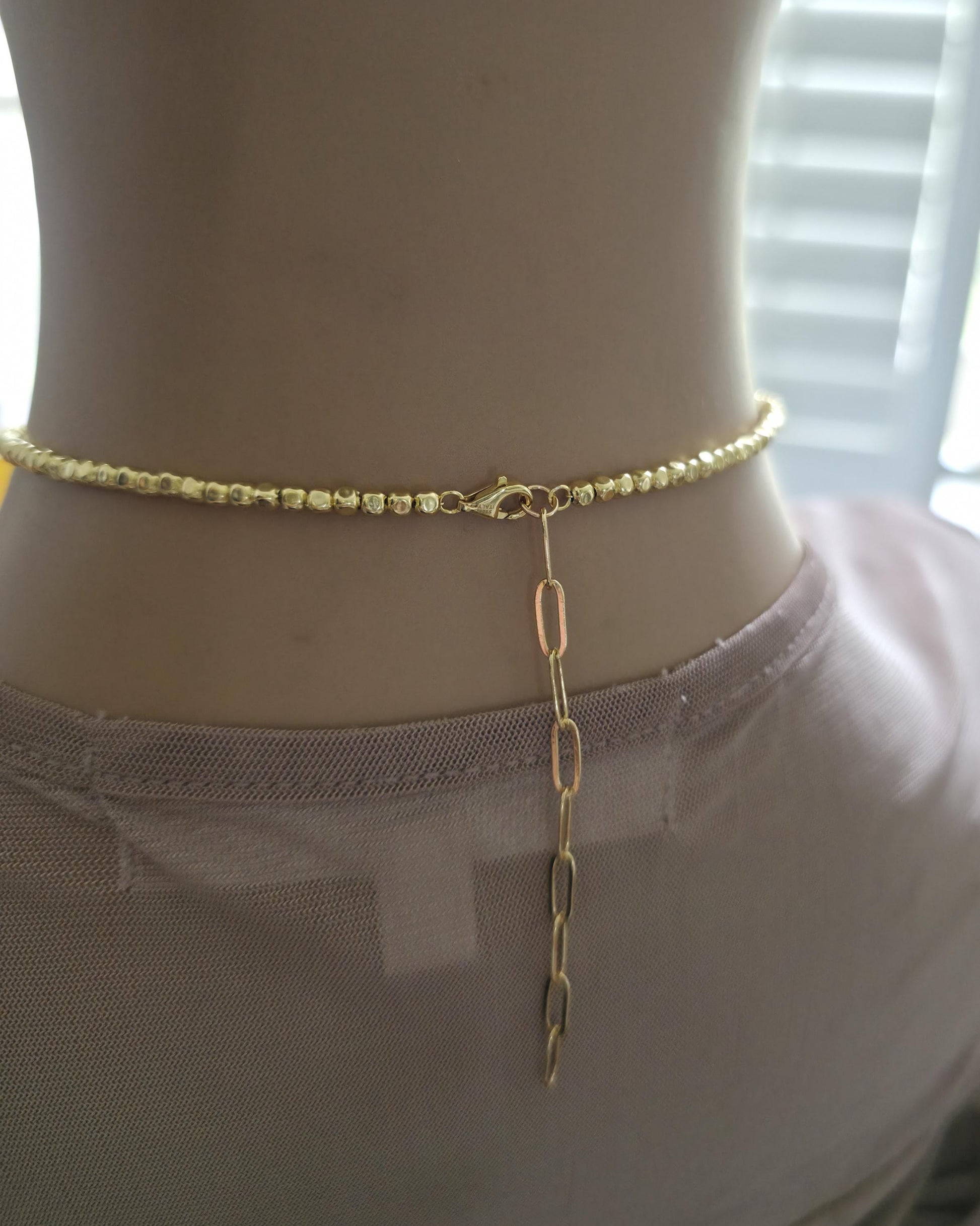 Gold Filled Day Collar — Faceted Bead Chain with O-Ring Centre | 15"–17" Adjustable