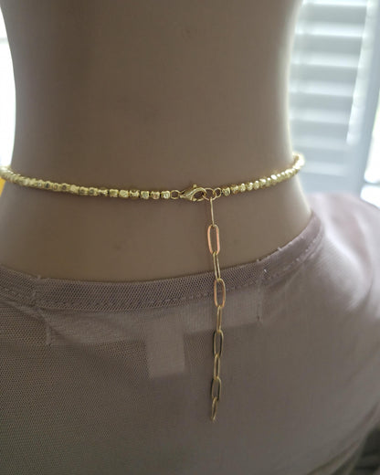Gold Filled Day Collar — Faceted Bead Chain with O-Ring Centre | 15"–17" Adjustable
