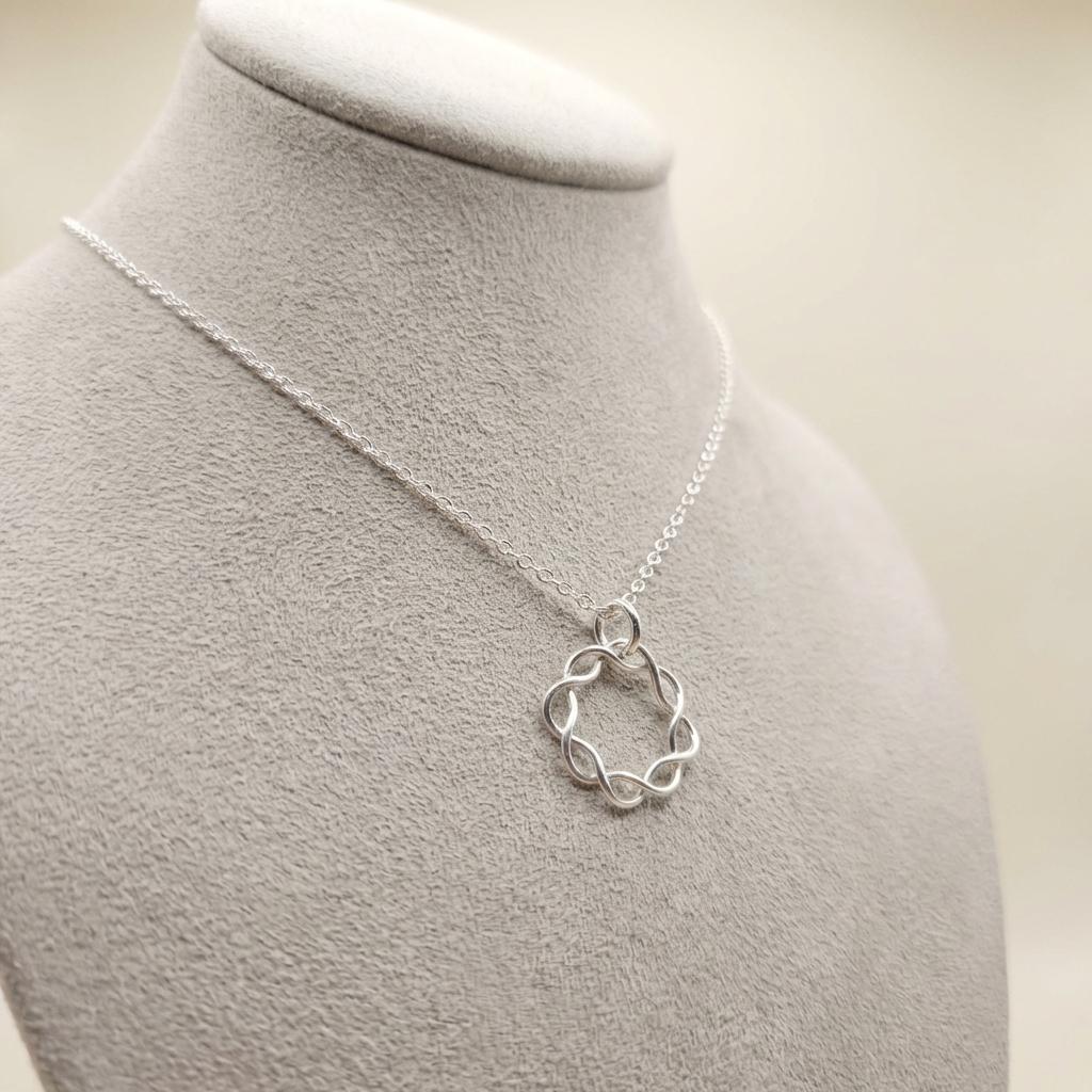 Sterling Silver Day Collar Choker Necklace Braided O Ring - Locking Option - Luxury Elegant Partner Jewelry