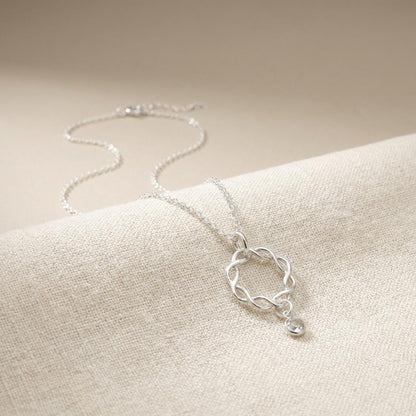 Sterling Silver Day Collar with Braided O Ring and Crystal Gem on Minimalist Dainty Chain