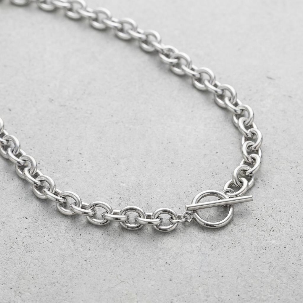 Chunky Cable Link Toggle Collar Choker Necklace / Waterproof Non Tarnish Steel