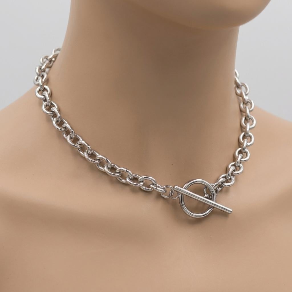 Chunky Cable Link Toggle Collar Choker Necklace / Waterproof Non Tarnish Steel