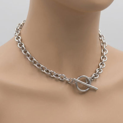 Chunky Cable Link Toggle Collar Choker Necklace / Waterproof Non Tarnish Steel