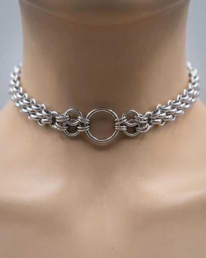 Steel Day Collar Chainmail Unique Chunky Chain Choker Necklace | Adjustable, BDSM Style Couples jewelry
