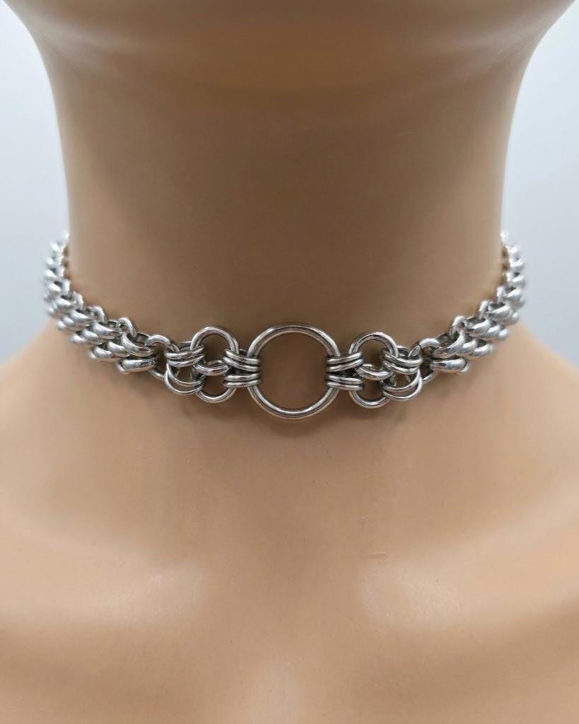 Steel Day Collar Chainmail Unique Chunky Chain Choker Necklace | Adjustable, BDSM Style Couples jewelry