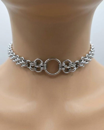 Steel Day Collar Chainmail Unique Chunky Chain Choker Necklace | Adjustable, BDSM Style Couples jewelry