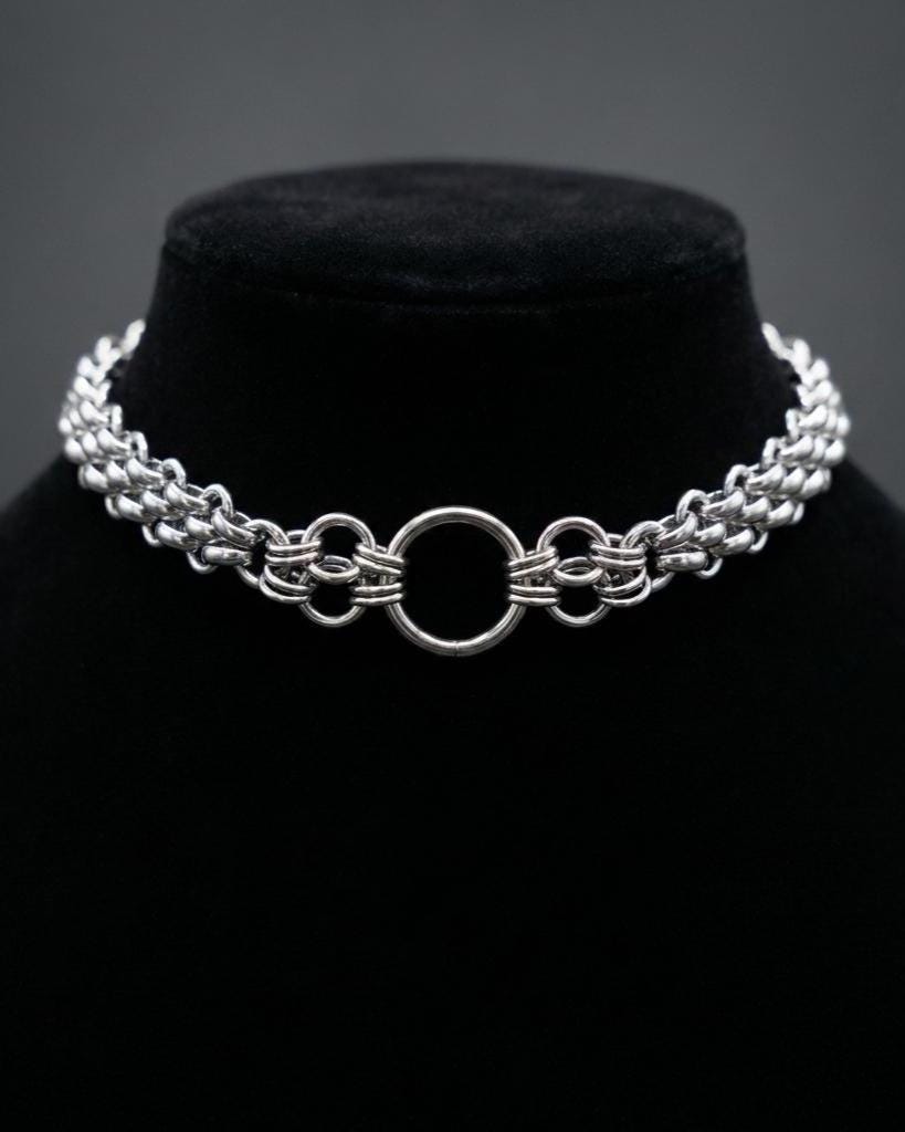 Steel Day Collar Chainmail Unique Chunky Chain Choker Necklace | Adjustable, BDSM Style Couples jewelry