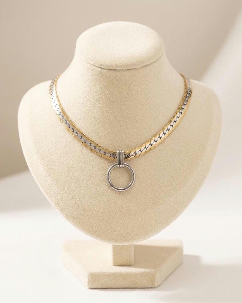 Steel Adjustable Day Collar Necklace, O Ring Choker, Locking Option, Unisex Jewelry, 14–21 Inch