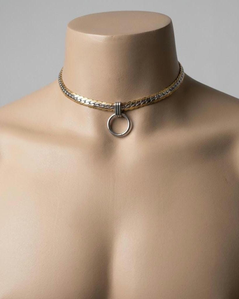 Steel Adjustable Day Collar Necklace, O Ring Choker, Locking Option, Unisex Jewelry, 14–21 Inch
