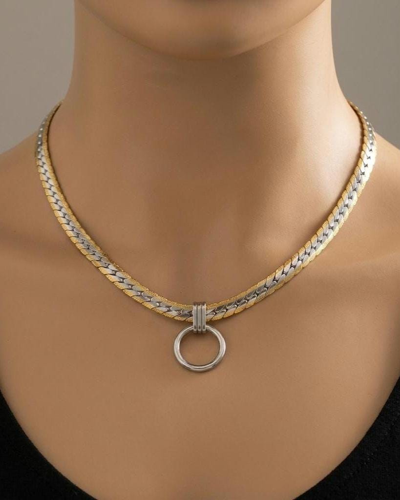Steel Adjustable Day Collar Necklace, O Ring Choker, Locking Option, Unisex Jewelry, 14–21 Inch