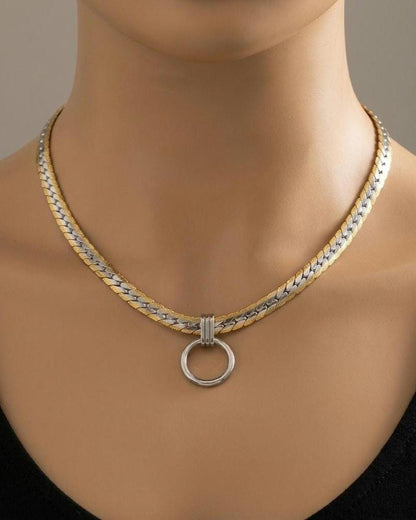 Steel Adjustable Day Collar Necklace, O Ring Choker, Locking Option, Unisex Jewelry, 14–21 Inch