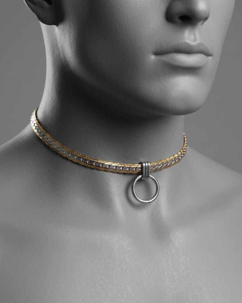 Steel Adjustable Day Collar Necklace, O Ring Choker, Locking Option, Unisex Jewelry, 14–21 Inch