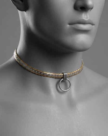 Steel Adjustable Day Collar Necklace, O Ring Choker, Locking Option, Unisex Jewelry, 14–21 Inch