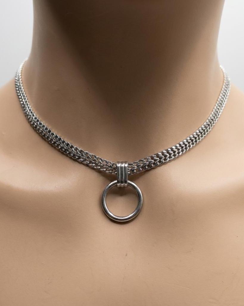 Steel Woven Chain Mens & Womens Day Collar Choker Necklace - Permanent Locking Option - Romantic Couples Devotion Style Jewelry