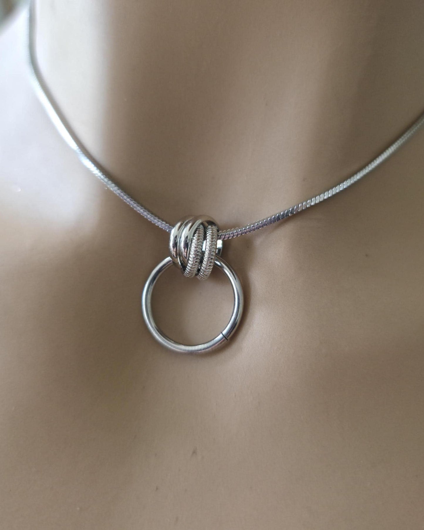 Minimalist Steel Dainty 24/7 Day Collar Snake Chain Necklace, Permanent Locking Options | Couples Devotion jewelry