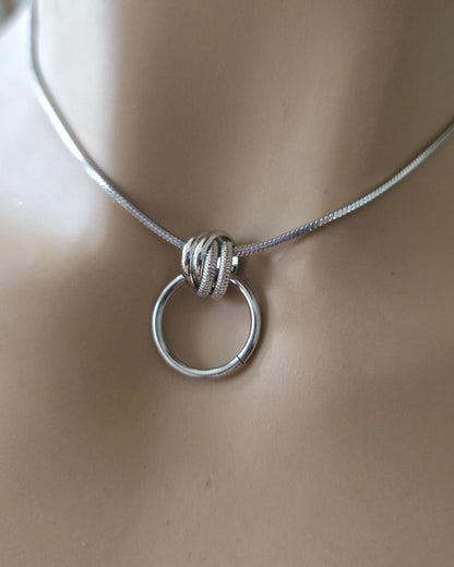 Minimalist Steel Dainty 24/7 Day Collar Snake Chain Necklace, Permanent Locking Options | Couples Devotion jewelry
