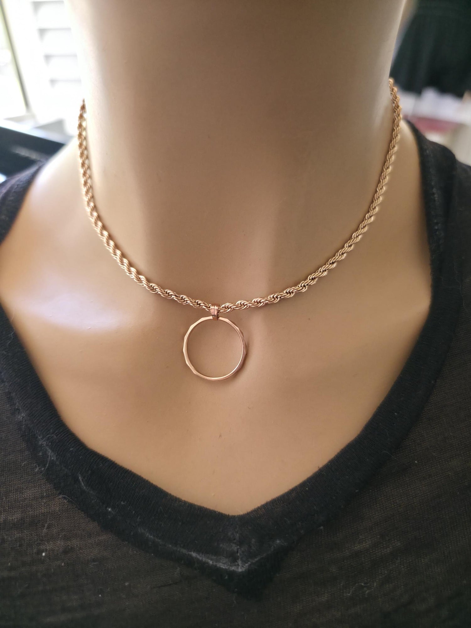 Rose Gold Day Collar Choker Necklace, Locking Clasp Option, Jewelry for Couples