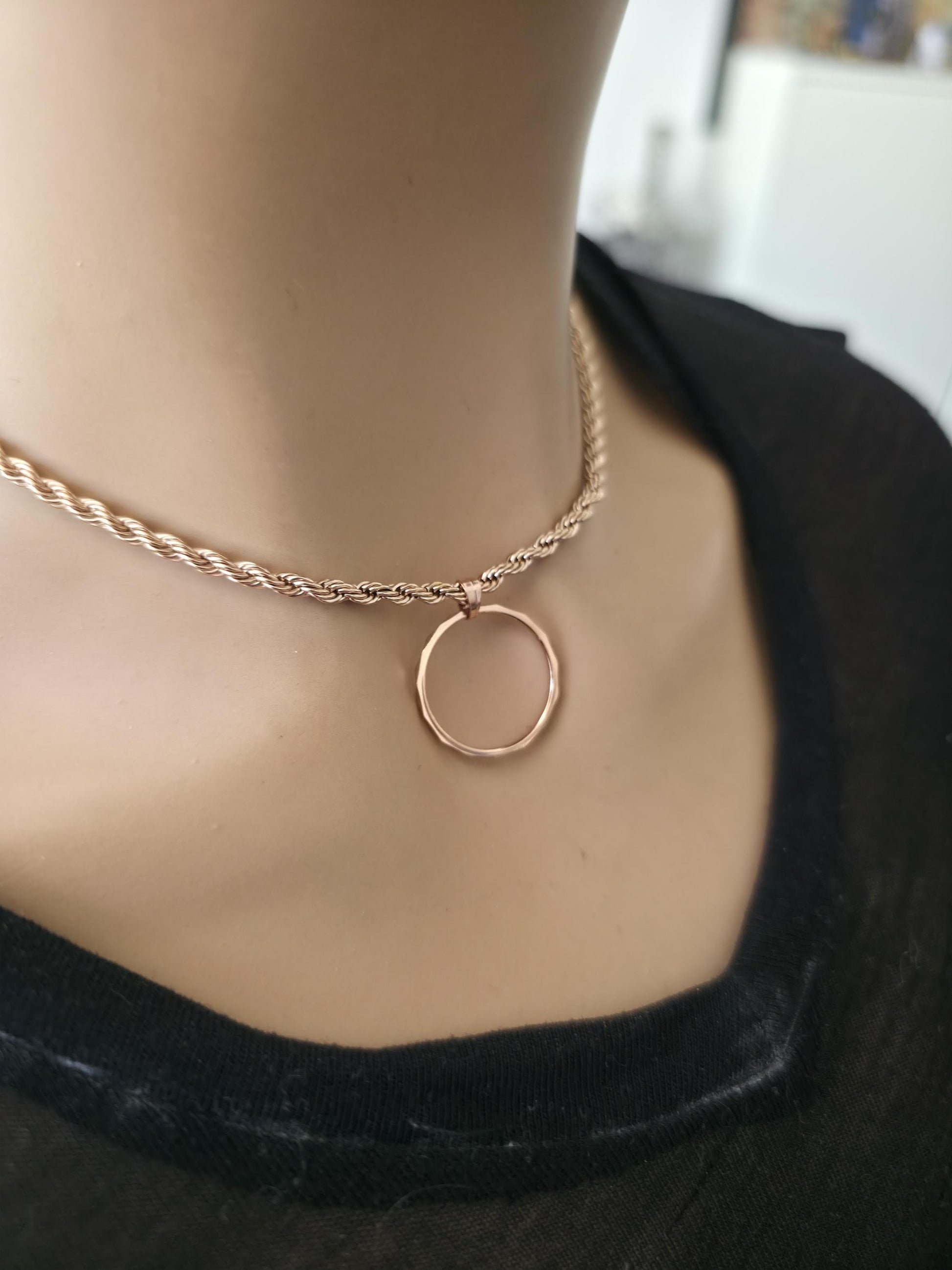 Rose Gold Day Collar Choker Necklace, Locking Clasp Option, Jewelry for Couples