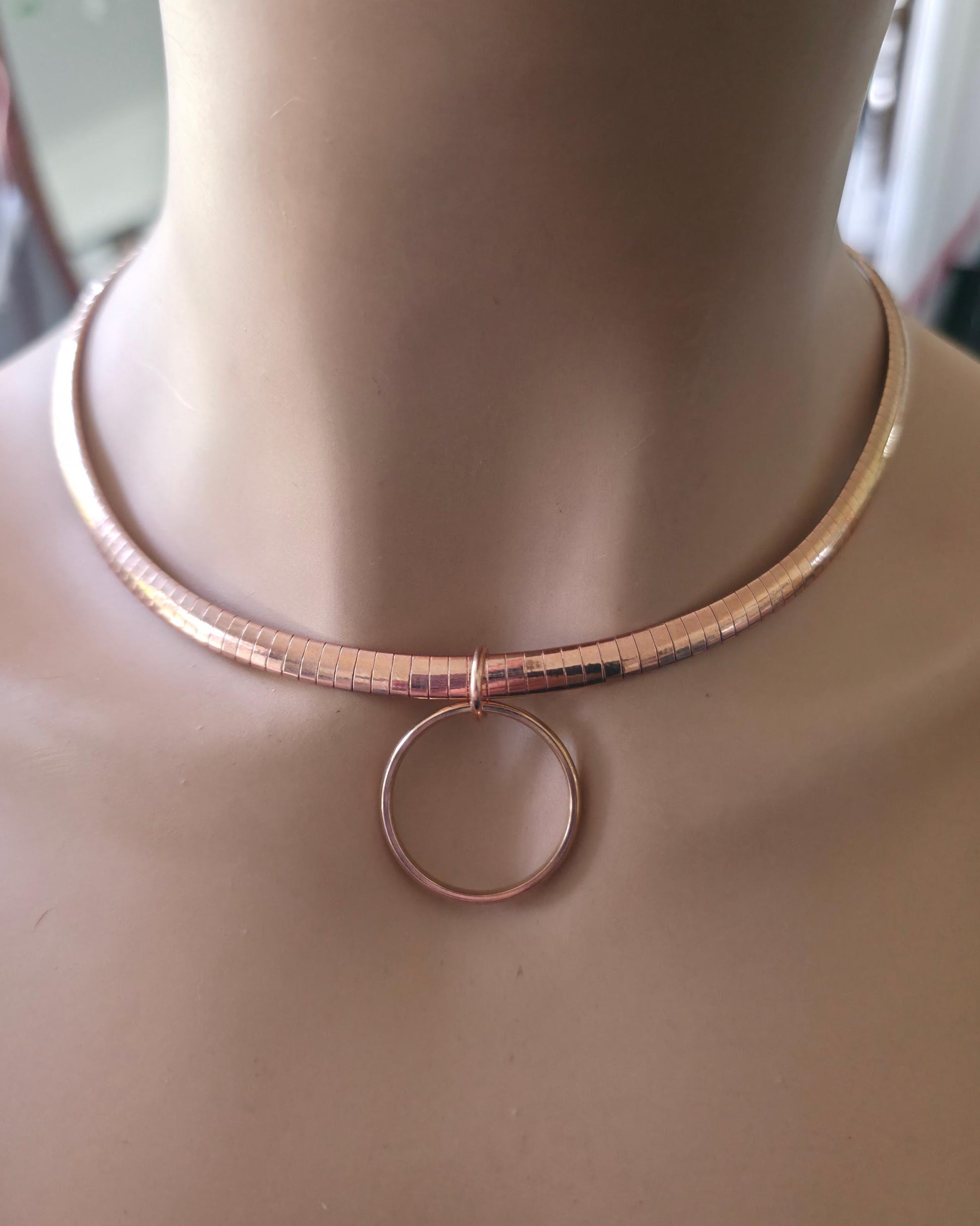Rose Gold Day Collar Necklace O Ring with Permanent Locking Options | Partner Couples Jewelry
